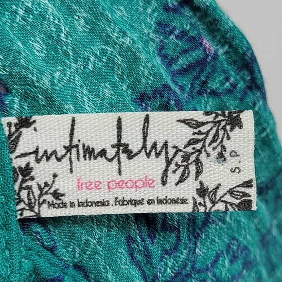 Free People Womens Teal Tropical Floral Chemise Slip Dress Size S.P - Picture 10 of 11